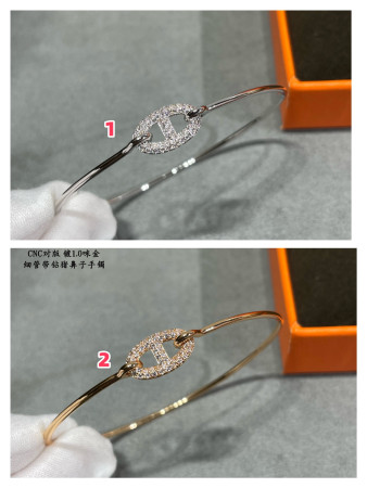 Hermès thin tube diamond pig nose Bracelet