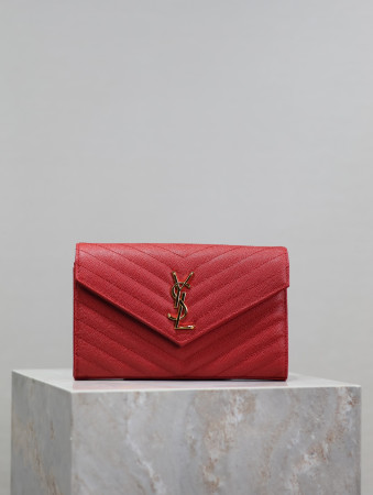 Y*L Cassandra Monogram Classic Chain Wallet in Grained Poudre Leather 22.5 x 14 x 4cm