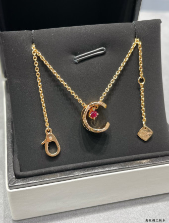 Ch*el Carved diamond pink diamond Sailor Moon Necklace