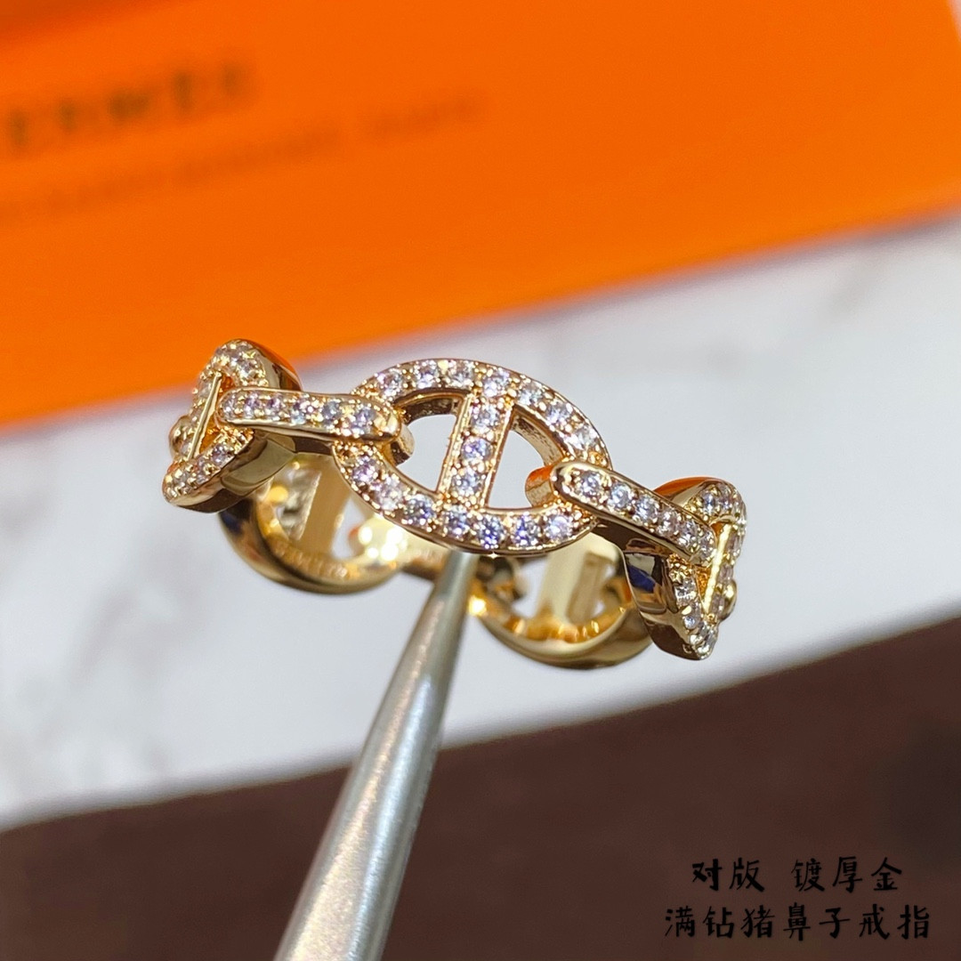 Hermès fully diamond-encrusted Collier de Chien Ring