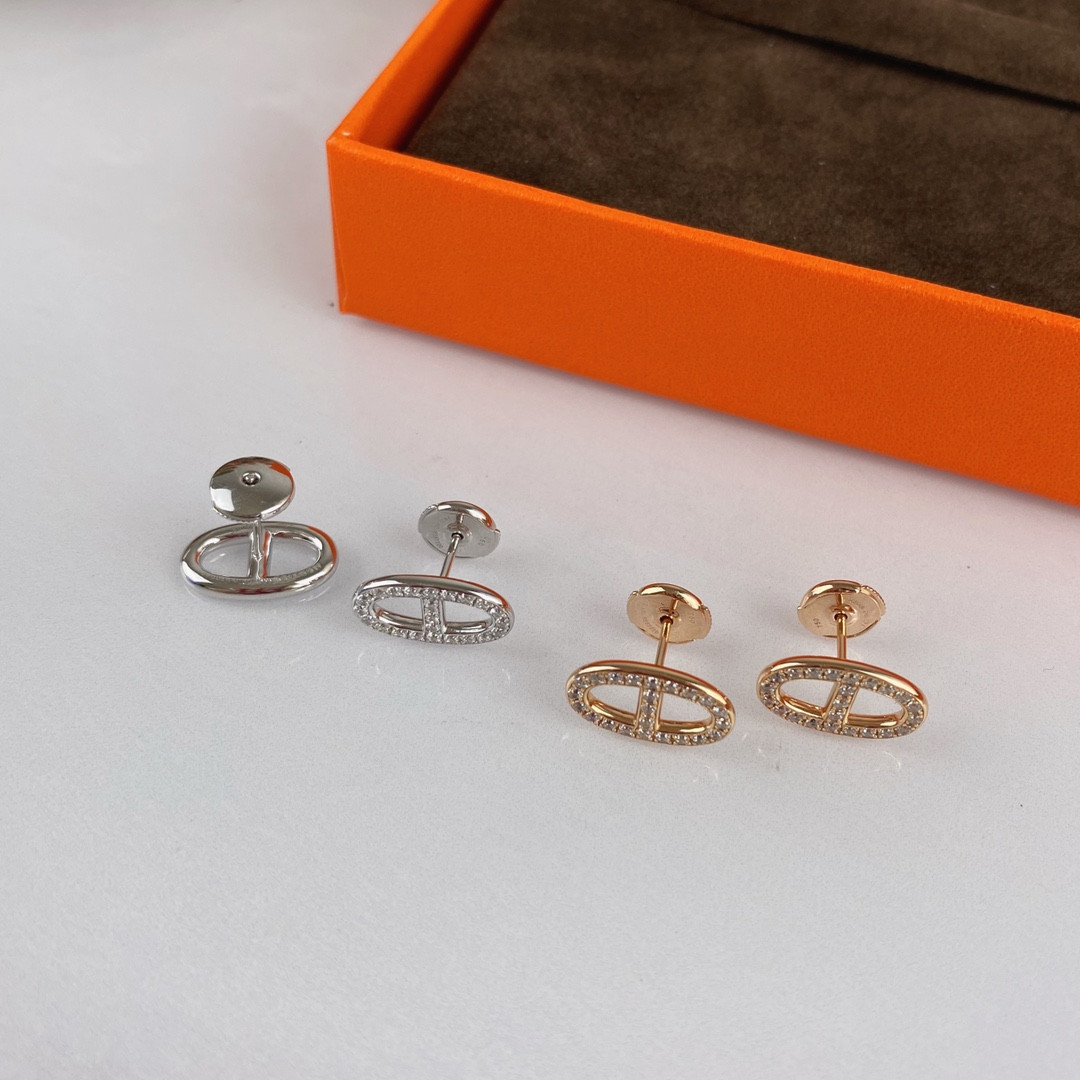 Hermès Fully Diamond-Encrusted  H Stud Earrings