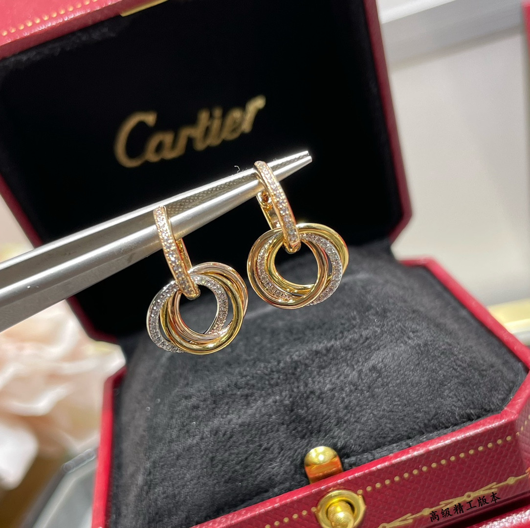 Ca*t*er Small size triple-ring diamond Earrings