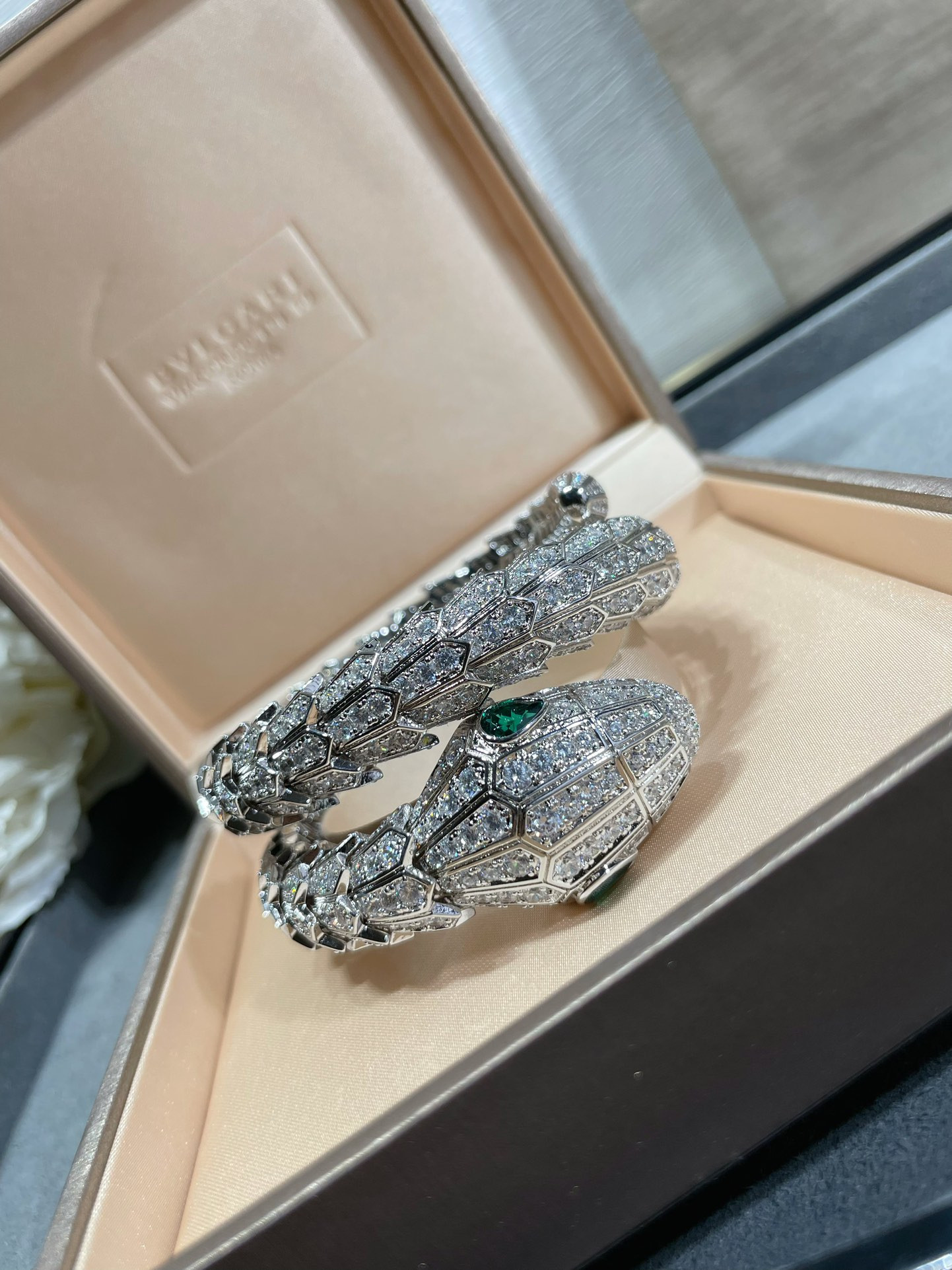 B*l*ai Large three-circle full-diamond snake Bracelet