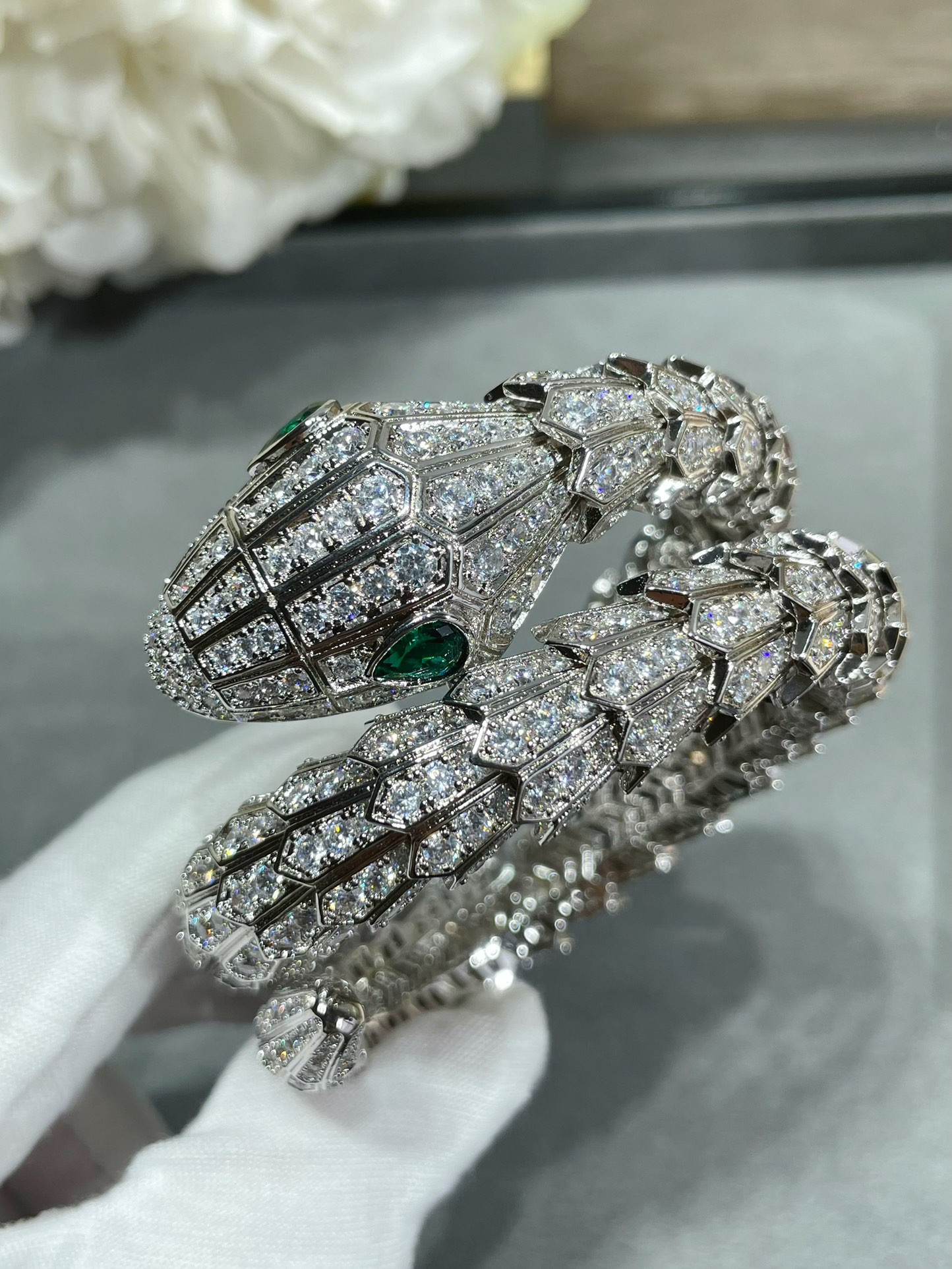 B*l*ai Large three-circle full-diamond snake Bracelet