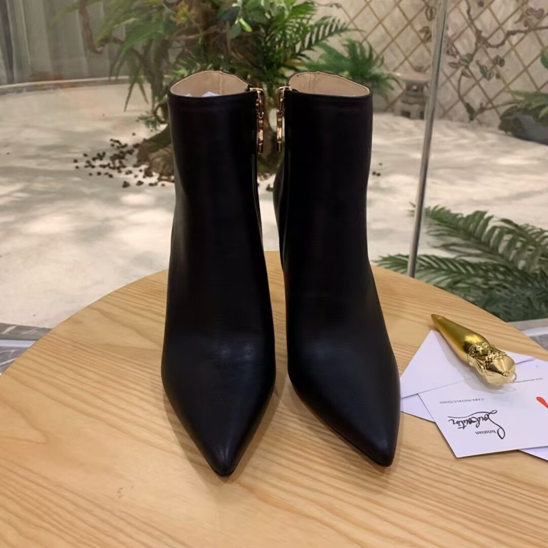 UA Ch**an Louboutin Miss Z Booty 100 mm Low Boots Calf leather Black