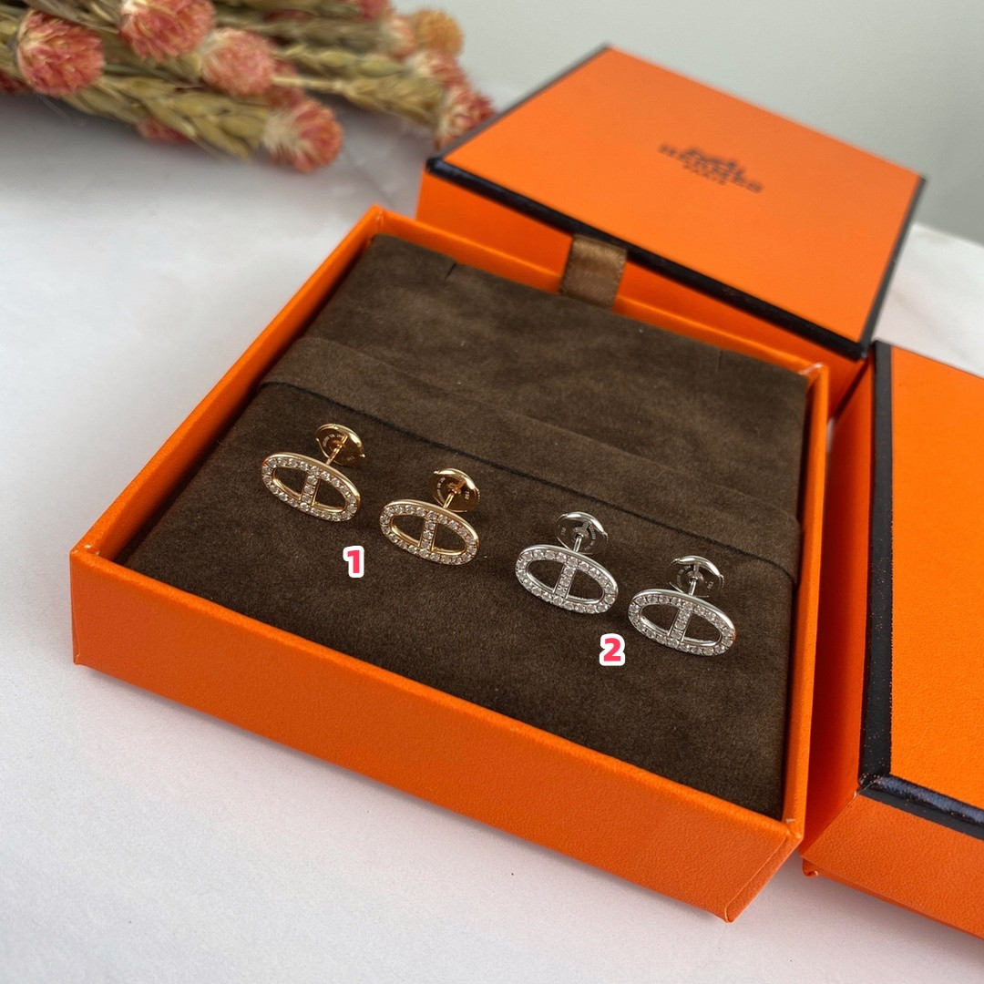 Hermès Fully Diamond-Encrusted  H Stud Earrings