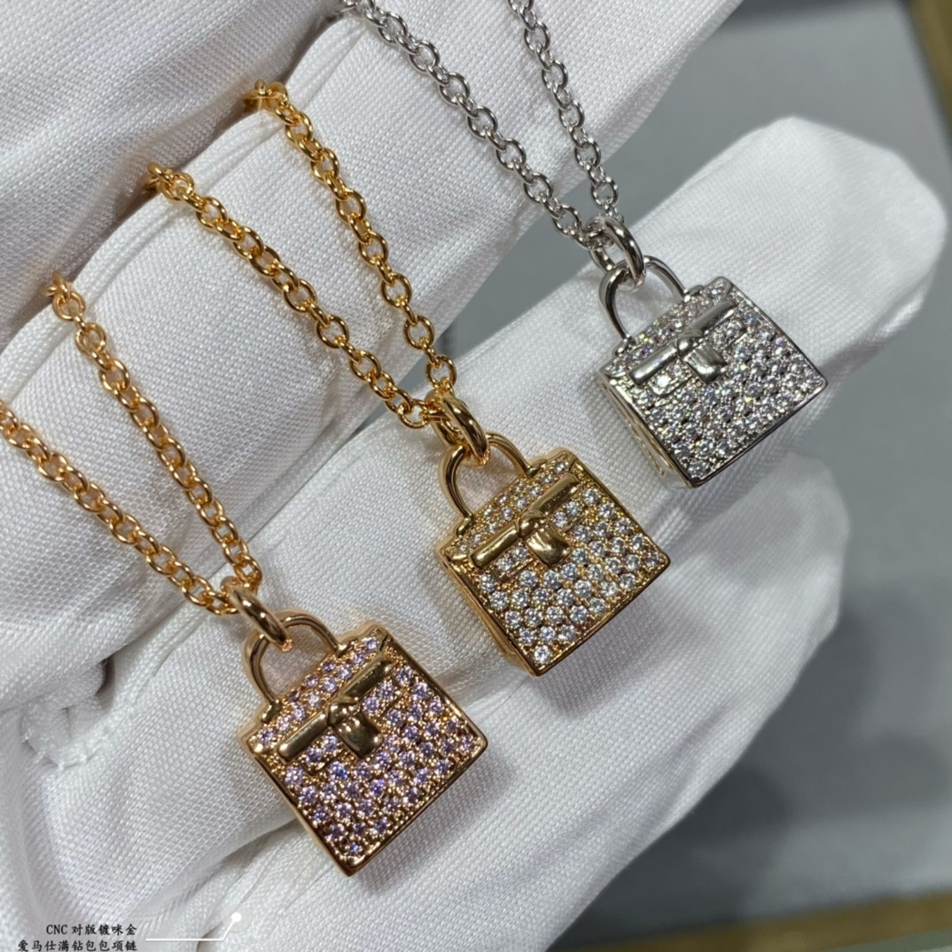 Hermès Fully Diamond-Encrusted Bag Necklace