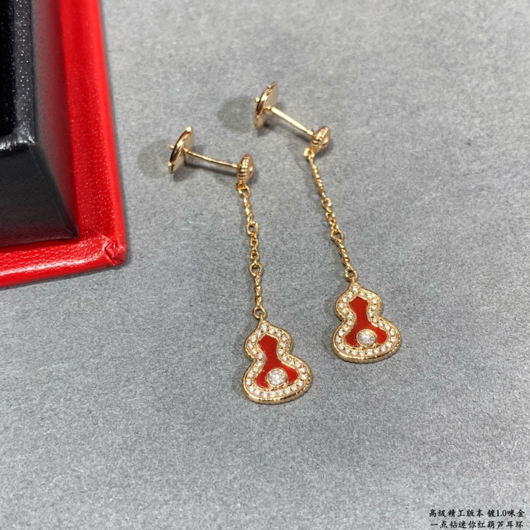 Qeelin Mini Diamond Red Gourd Earrings