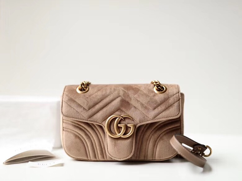 G*u*i GG Marmont Small Velvet Shoulder Bag
