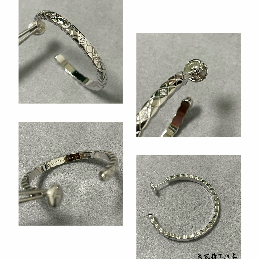 Ch*el Large diamond-shaped diamond drill Earrings