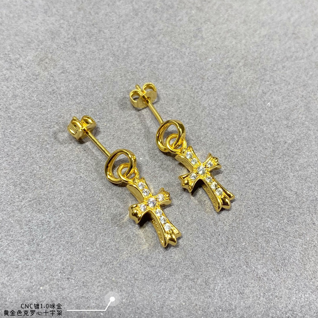 Ch**me He**ts Cross Earrings