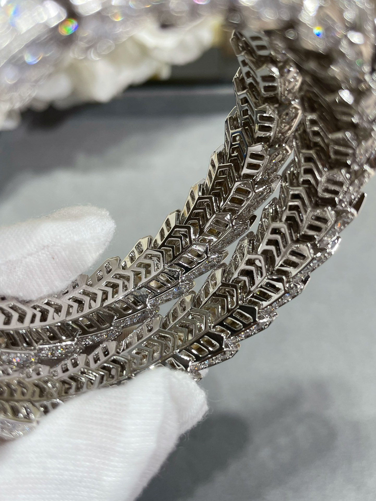 B*l*ai Large three-circle full-diamond snake Bracelet