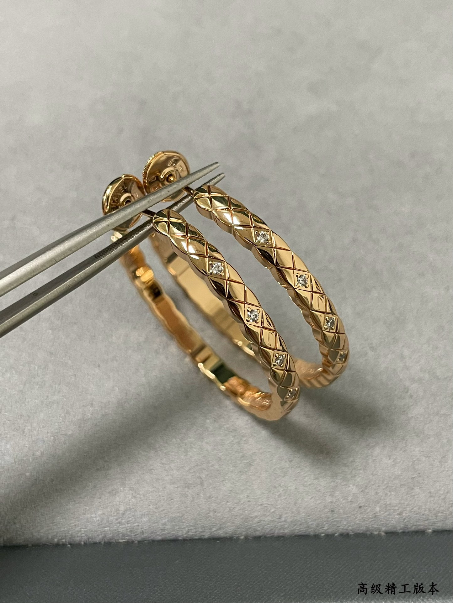 Ch*el Large diamond-shaped diamond drill Earrings