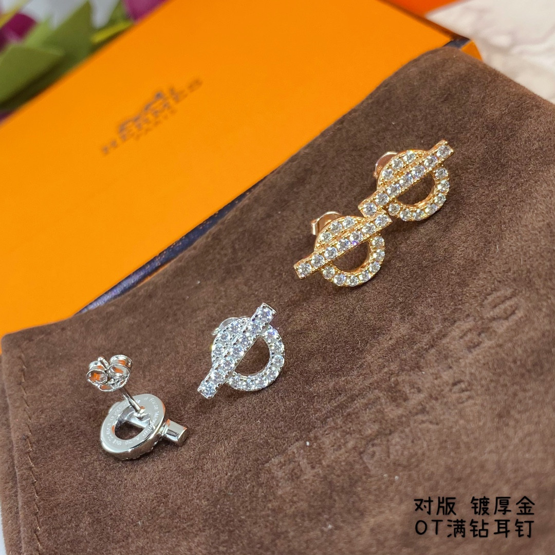 Hermès OT fully diamond-encrusted stud Earrings
