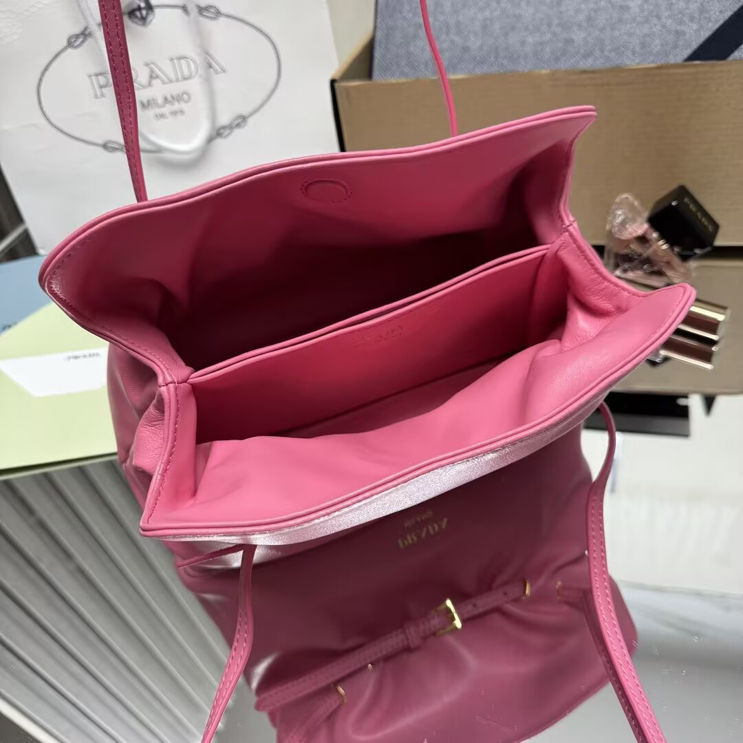 Pra*a Slouchy Lambskin Leather Shoulder Bag 25x18.5x11.5cm