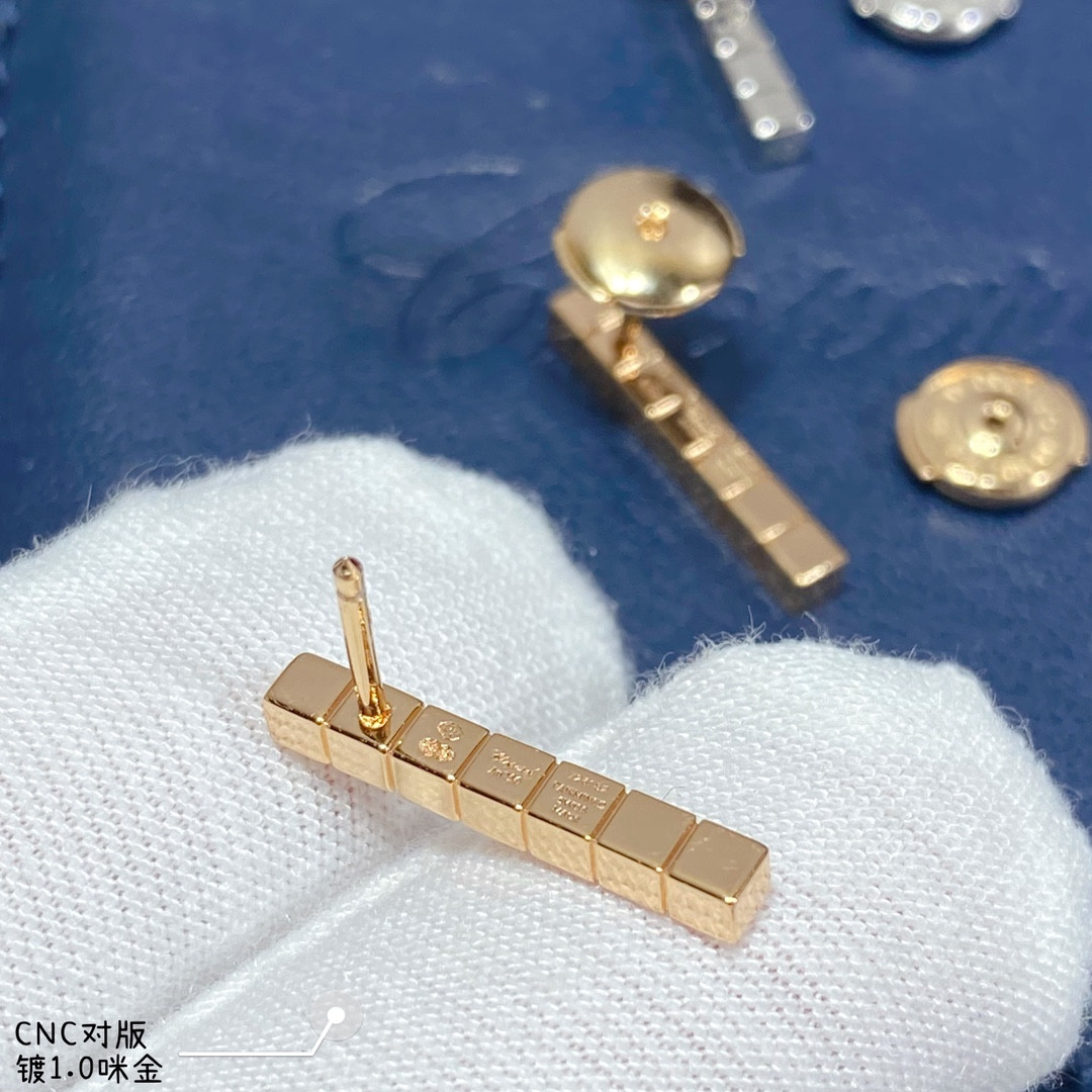 Chopard Long Bar Half Diamond Stud Earrings