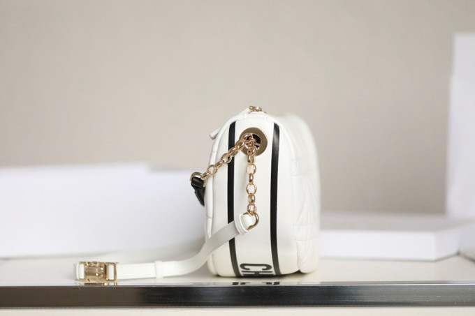 Lambskin Cannage Medium D*0r Vibe Hobo Bag White