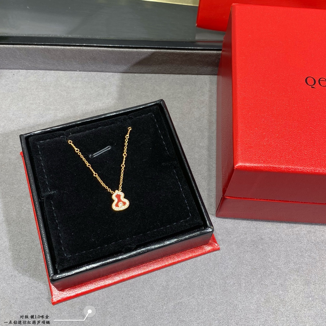 Qeelin Mini Diamond Red Gourd Necklace