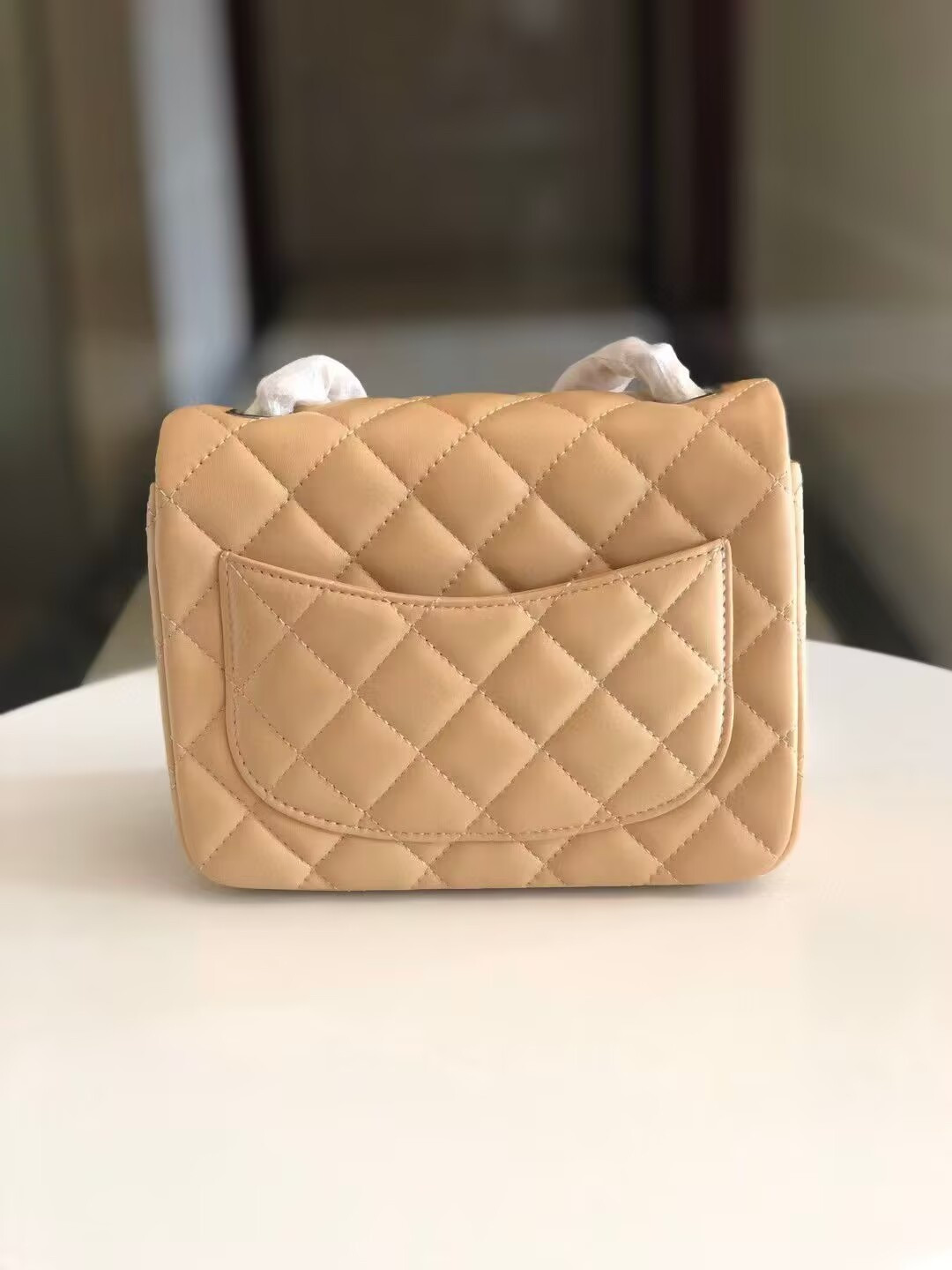 Ch*el Mini Classic Handbag Lambskin & Silver-Tone Metal 13.5x 17x8cm