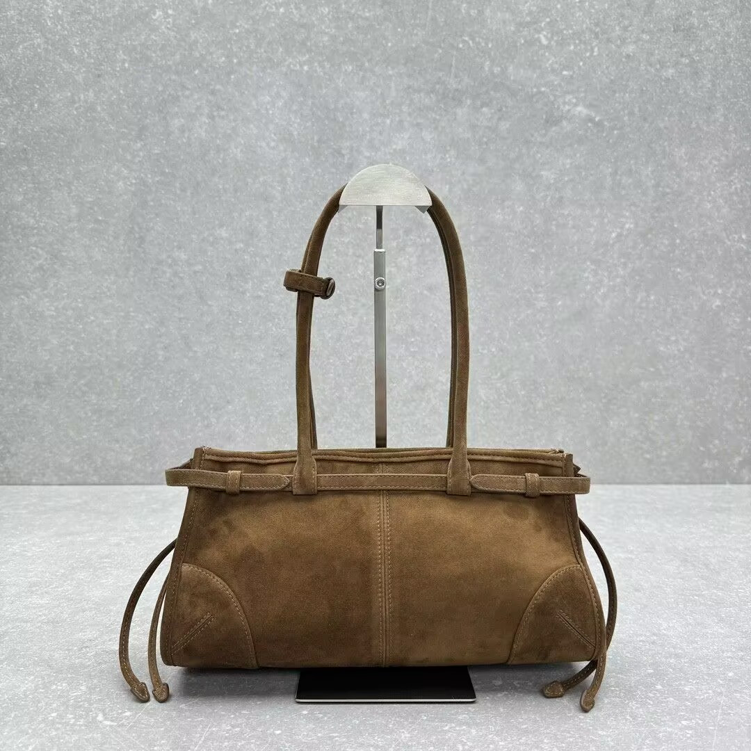 Pra*a Bonnie Medium Suede Handbag 32x15.5x12cm