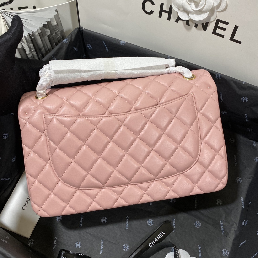 Ch*el CLASSIC FLAP JUMBO 30CM CF PINK GOLD 7.6 × 11.7 × 3.9 in
