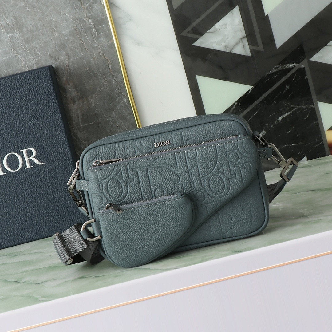 D*0r Saddle Triple Pouch Deep Gray D*0r Gravity Leather and Deep Gray Grained Calfskin 23x16x4cm