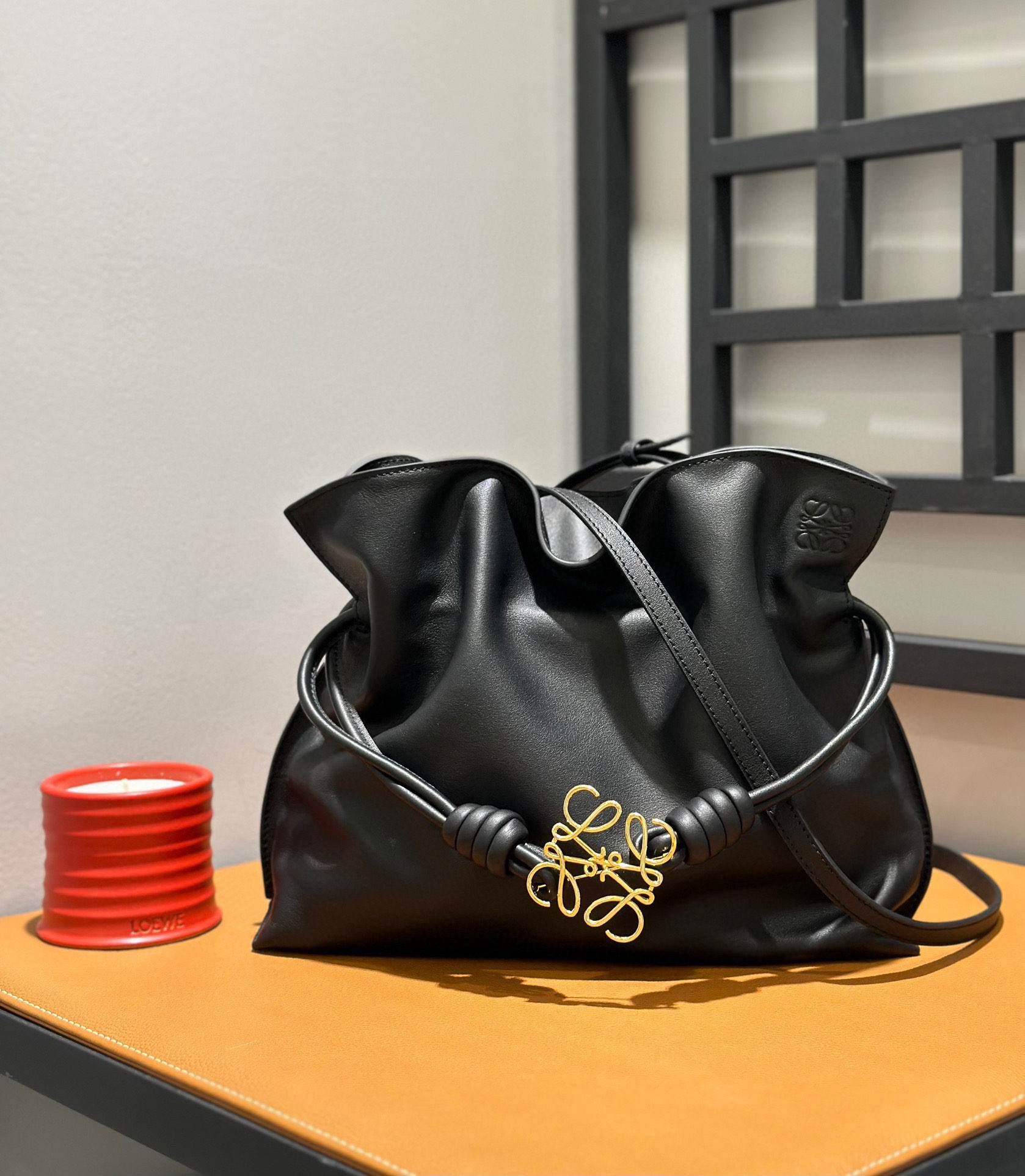 L0ew* Medium Flamenco clutch in nappa calfskin 30x24.5x10.5cm