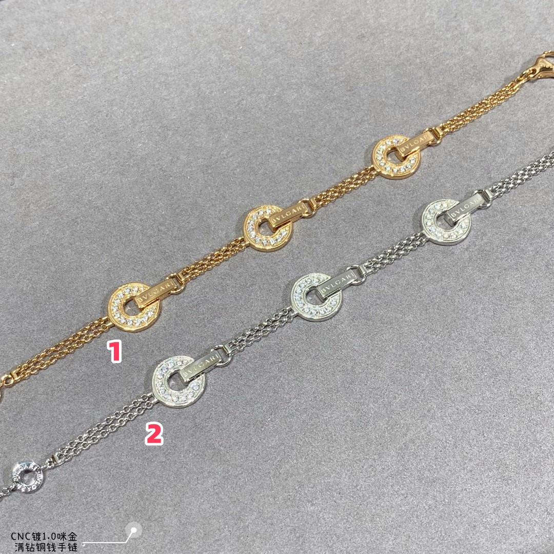 B*l*ai Full diamond copper coin Bracelet