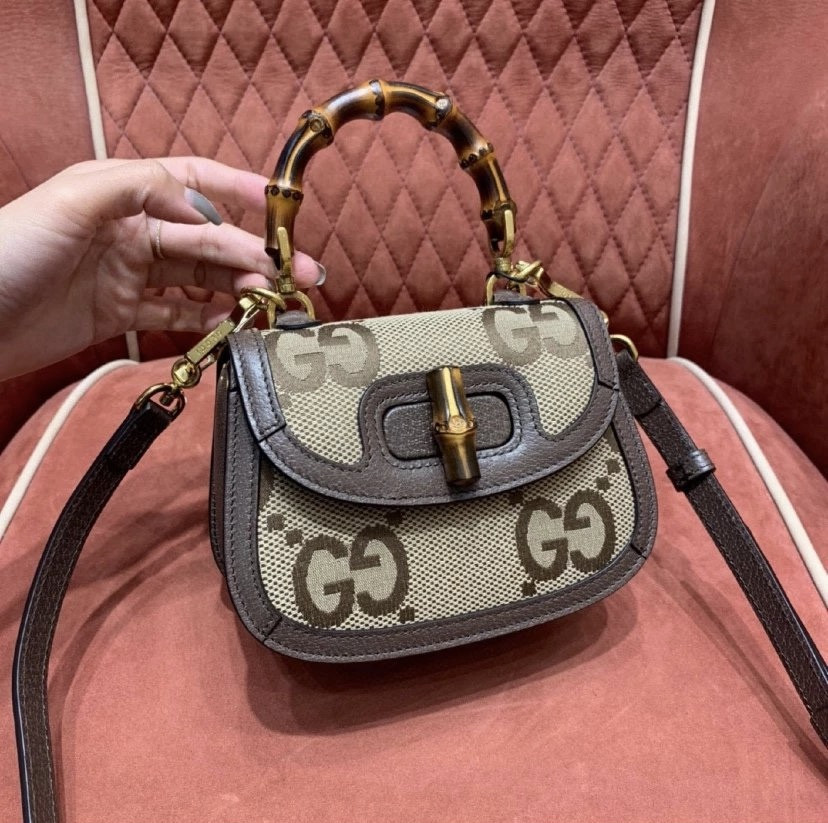 G*u*i Mini Bamboo Handbag with S*per Double G