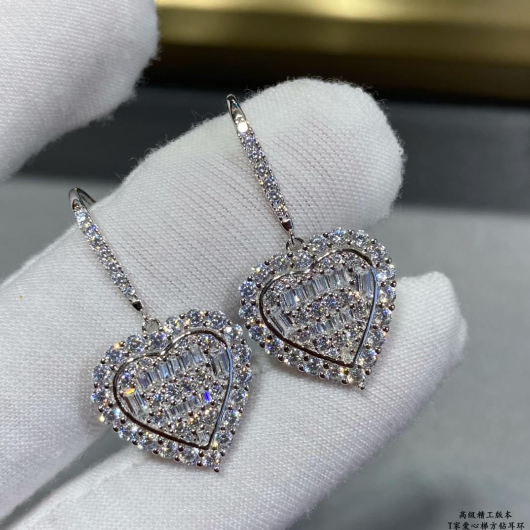 T*f*ny & Co. Trapezoid Heart Drop Earrings Ag925