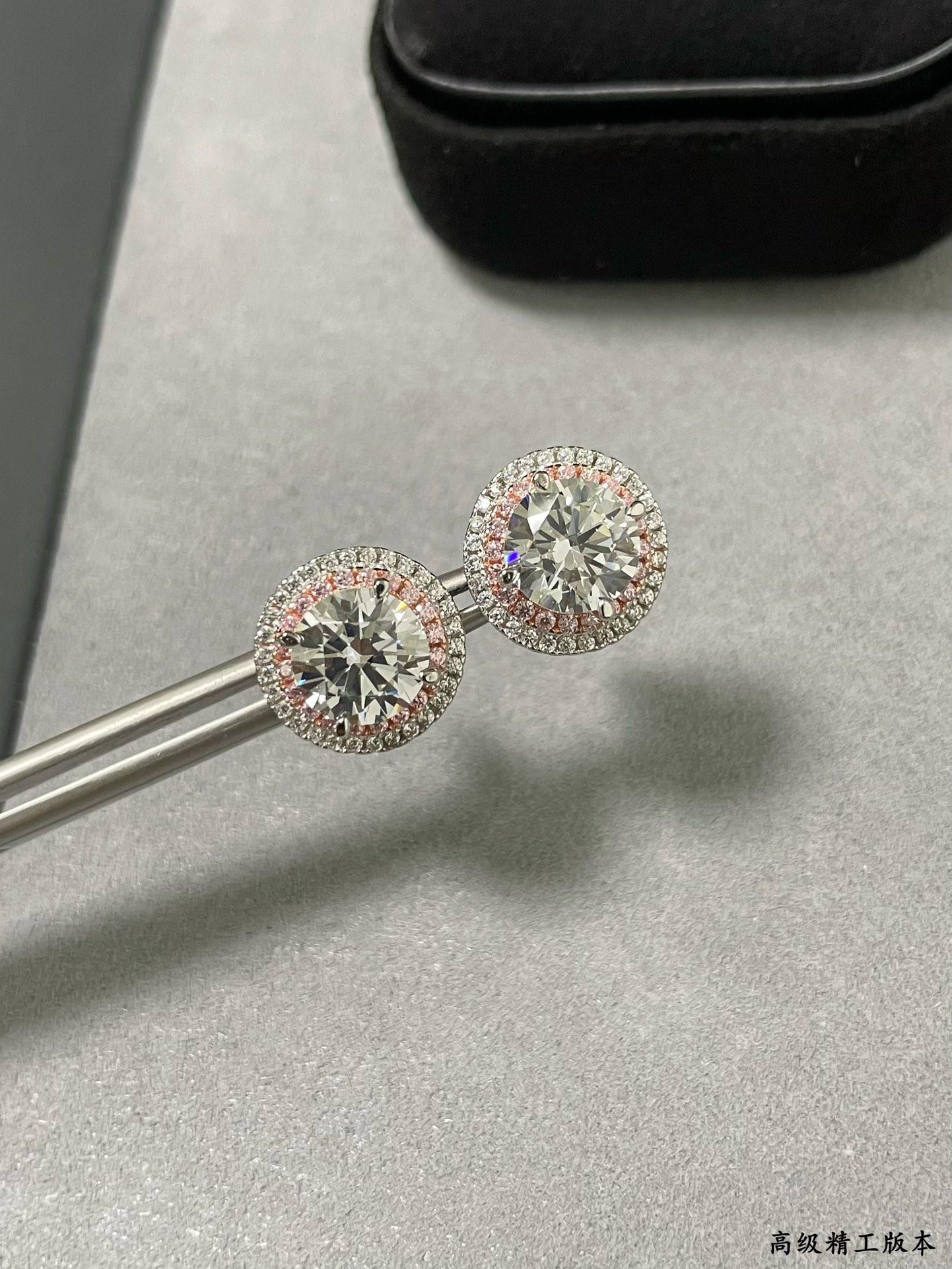 T*f*ny & Co. Round Pink Diamond Stud Earrings Ag925