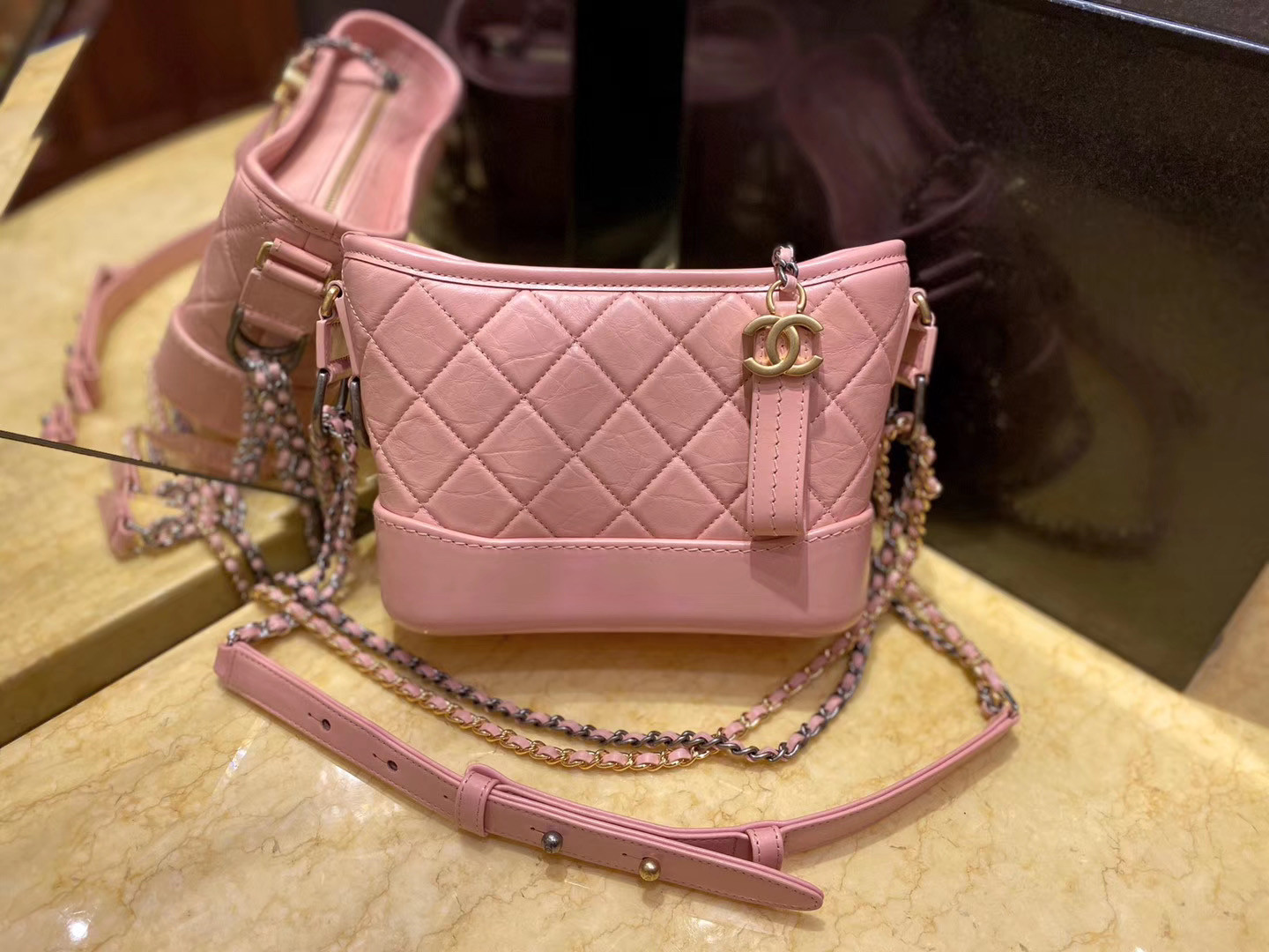 Small Ch*el Gabrielle bag 20cm in pink