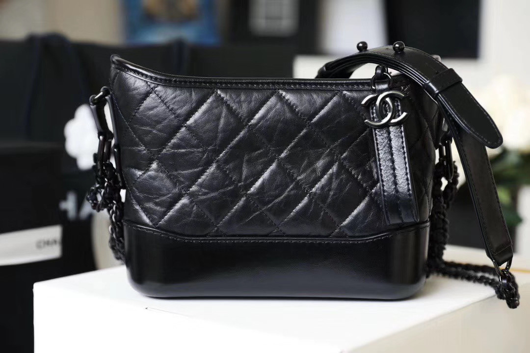 Ch*el small Gabrielle bag all black 20cm