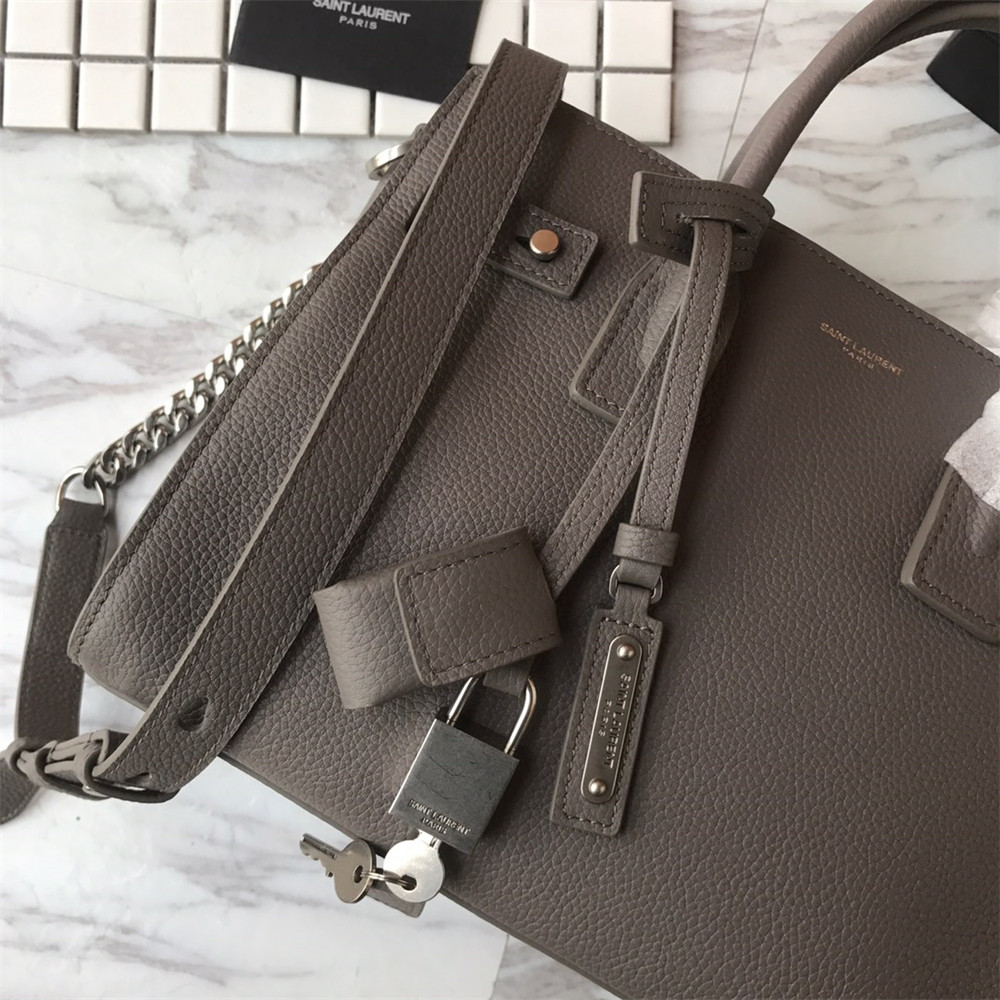 Y*L SAC DE JOUR BABY IN GRAINED LEATHER GREY