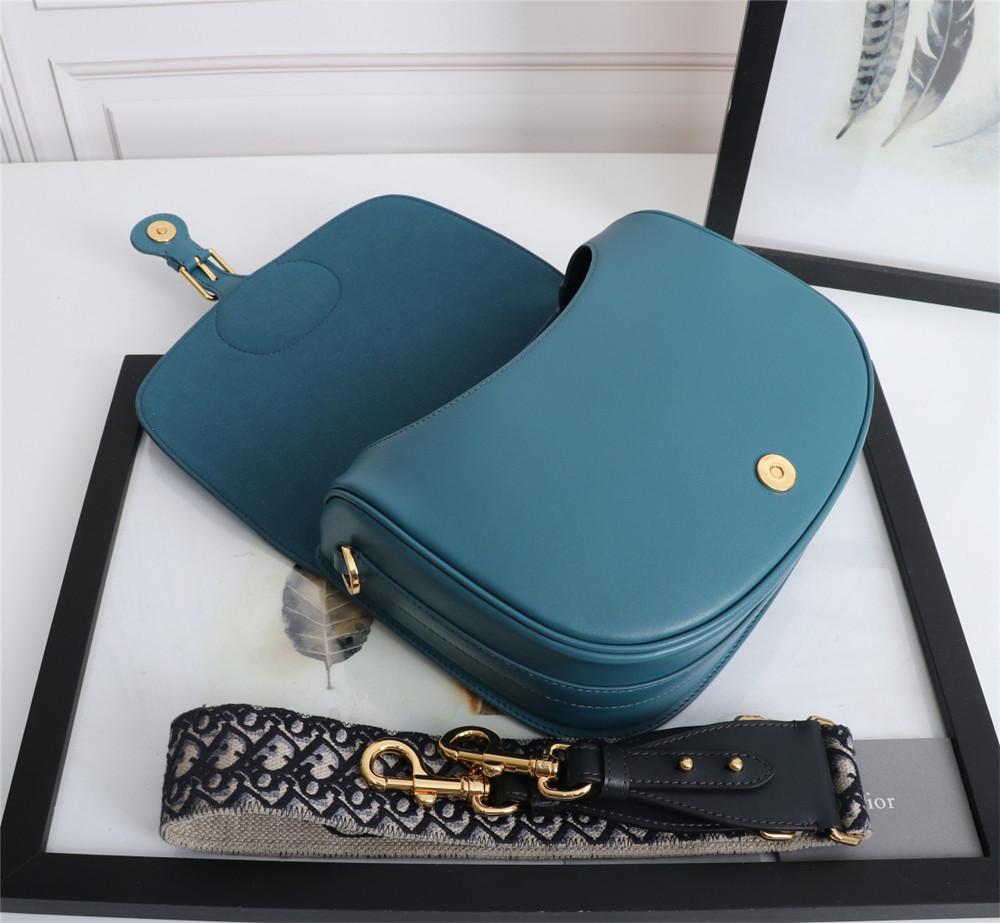 LARGE D*0r BOBBY BAG Navy Box Calfskin