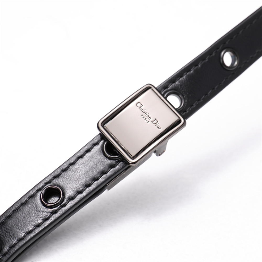 SMALL D*0r CARO BAG BLACK S*pple Cannage Calfskin With Silver Hardware 20 x 12 x 7 cm