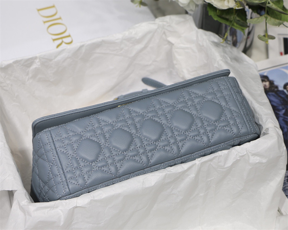 LARGE D*0r CARO BAG Light Blue S*pple Cannage Calfskin 29 x 18 x 10 cm