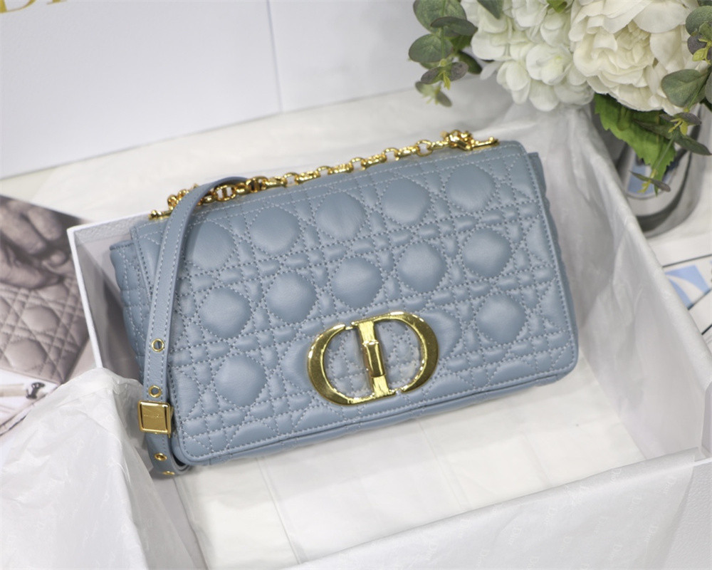 MEDIUM D*0r CARO BAG Cloud Blue S*pple Cannage Calfskin 25.5 x 15.5 x 8 cm