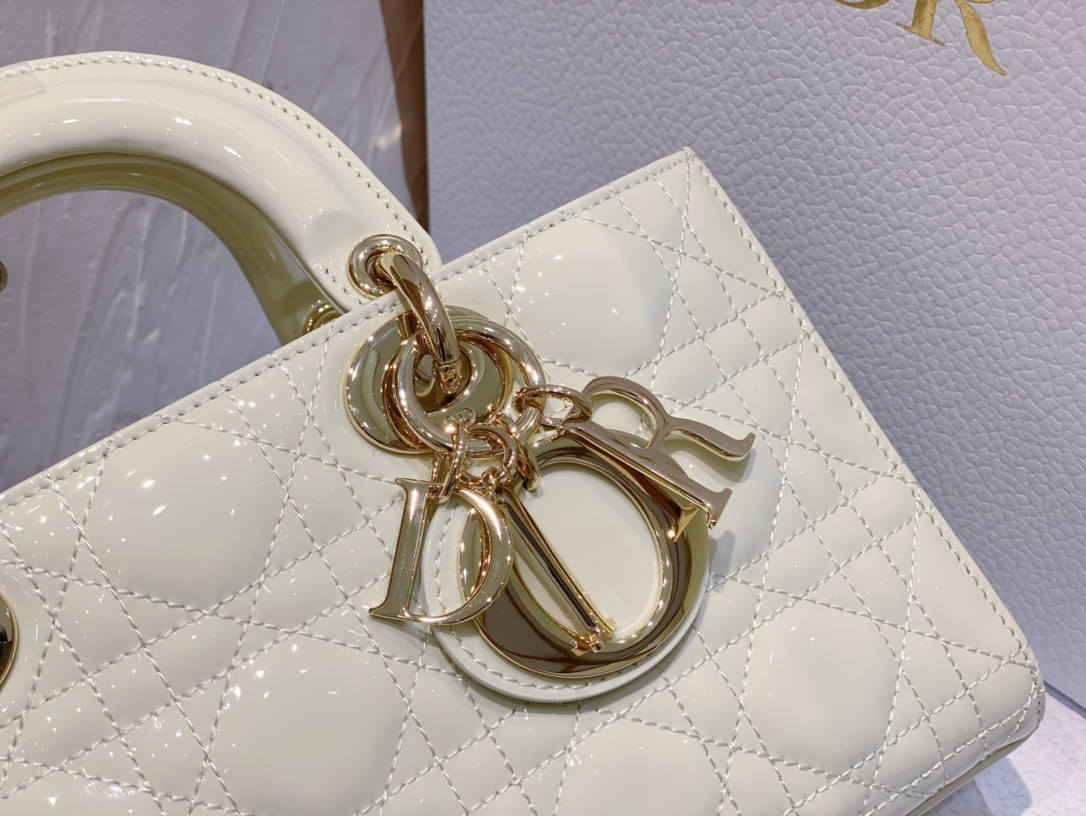 D*0r SMALL LADY D-JOY BAG White Patent