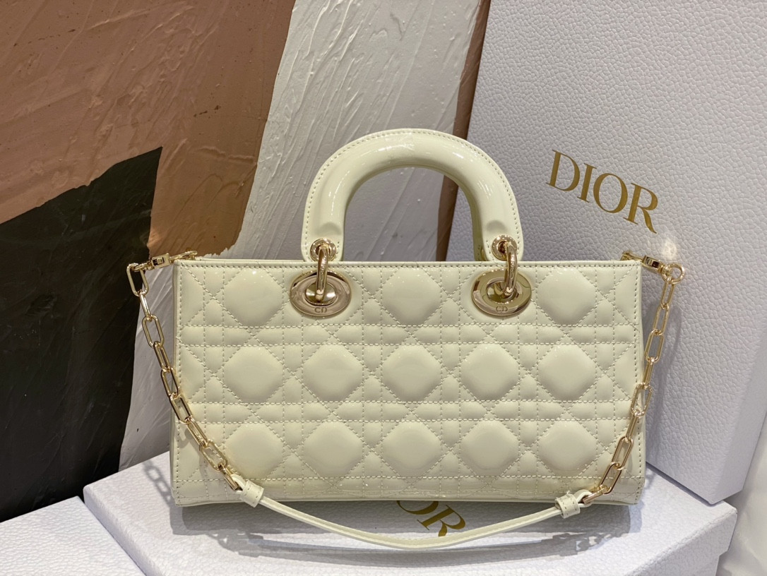 D*0r SMALL LADY D-JOY BAG White Patent