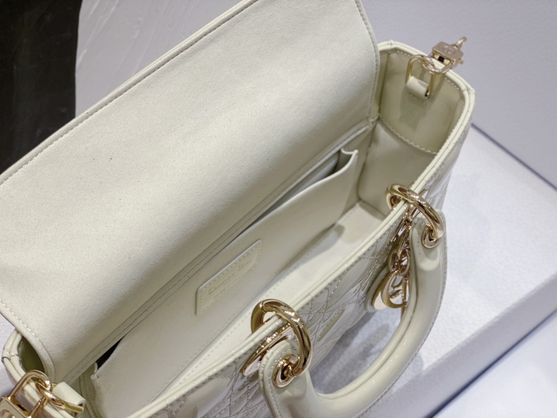 D*0r SMALL LADY D-JOY BAG White Patent
