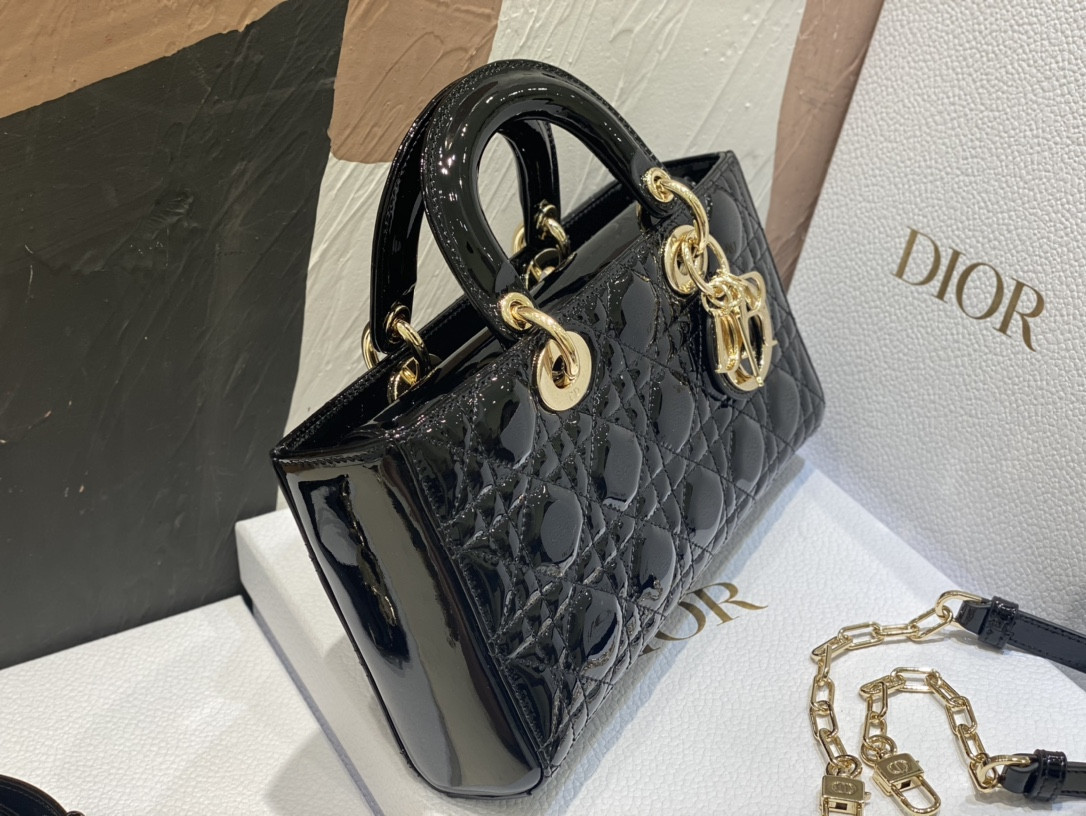 D*0r SMALL LADY D-JOY BAG Black Patent