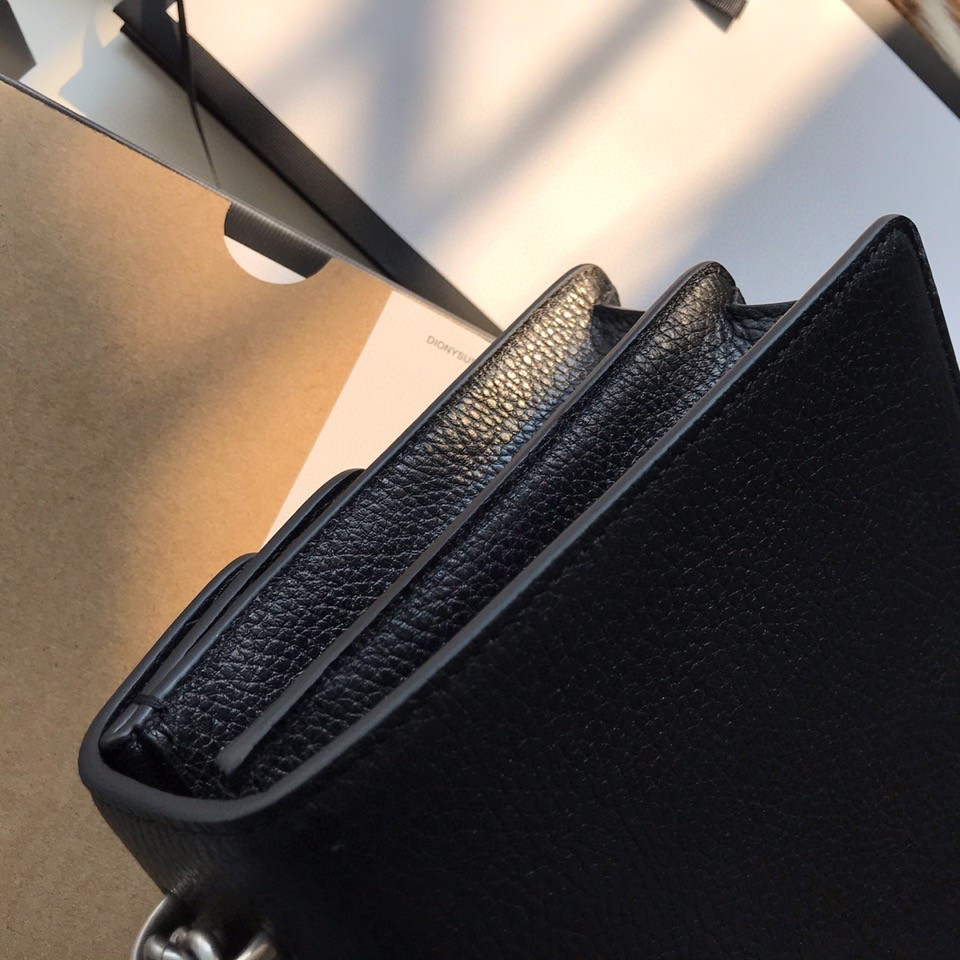 G*u*i DIONYSUS LEATHER SMALL RECTANGULAR BAG BLACK 28x17x9cm