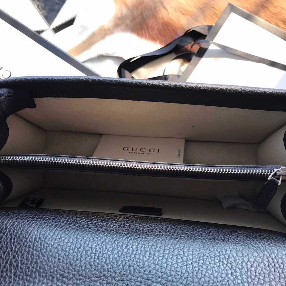 G*u*i DIONYSUS LEATHER SMALL RECTANGULAR BAG BLACK 28x17x9cm