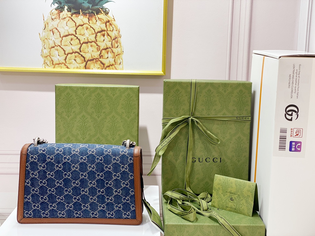 G*u*i DIONYSUS SMALL SHOULDER BAG BLUE 11"Wx7"Hx3.5"D