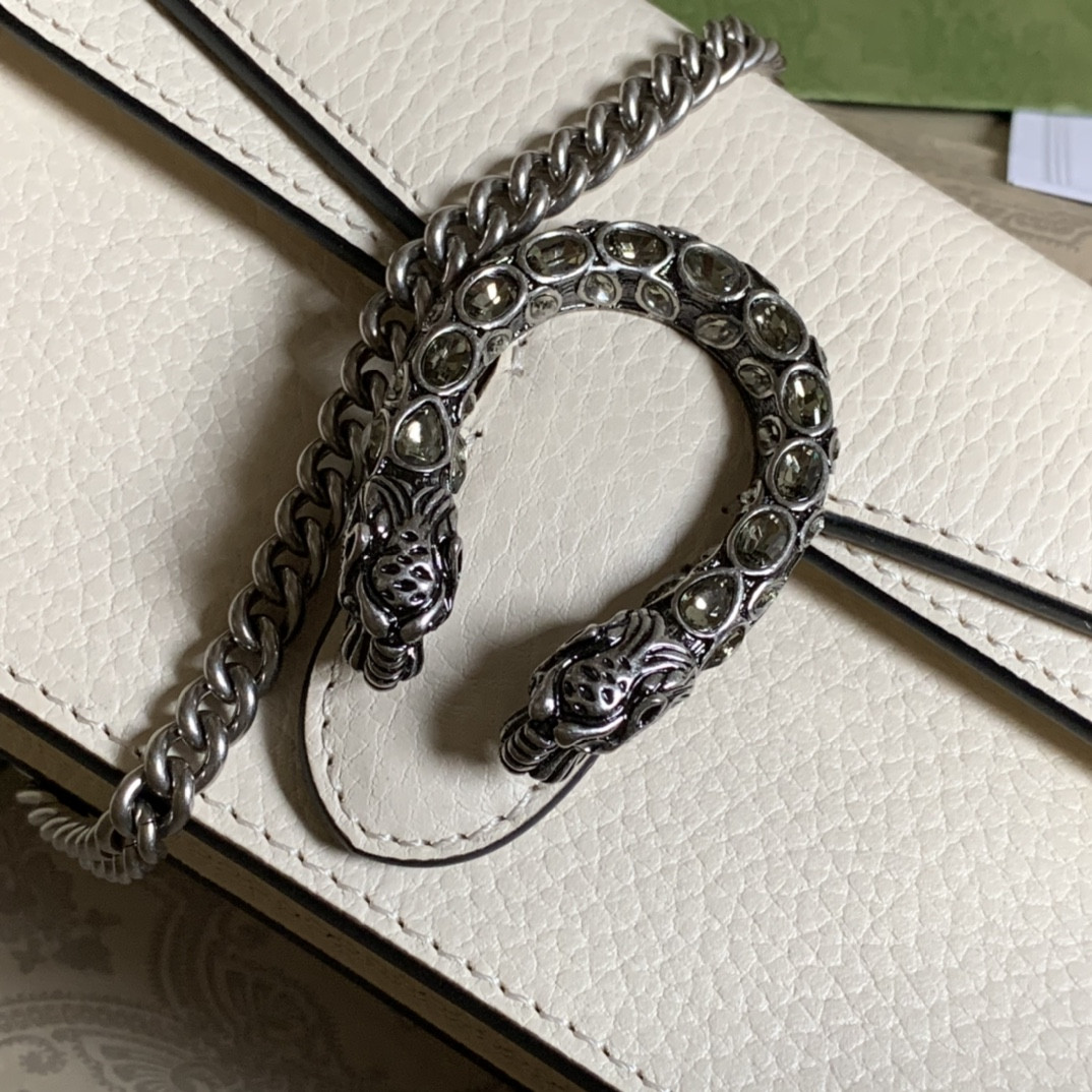 G*u*i DIONYSUS LEATHER S*pER MINI BAG WHITE 6.5"Wx3.9"Hx1.6"D