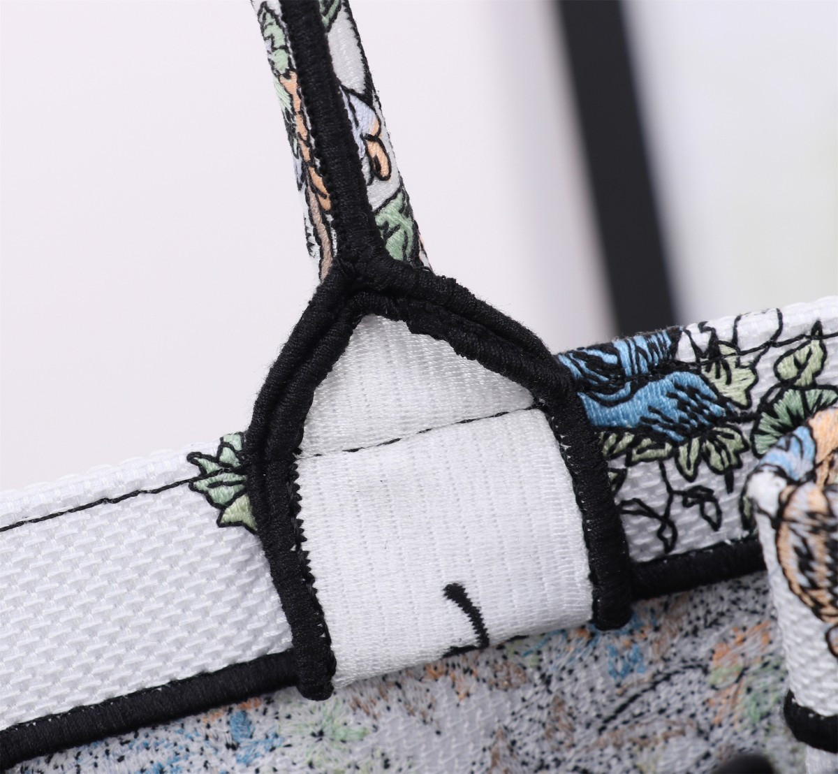 Medium D*0r Book Tote  White Multicolor Toile de Jouy Mexico Embroidery 14 x 11 x 6.5 inches