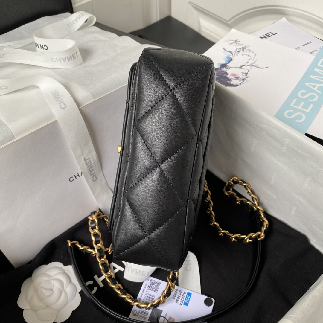 Ch*el MINI FLAP BAG BLACK 5.3 × 6.6 × 3.1 in