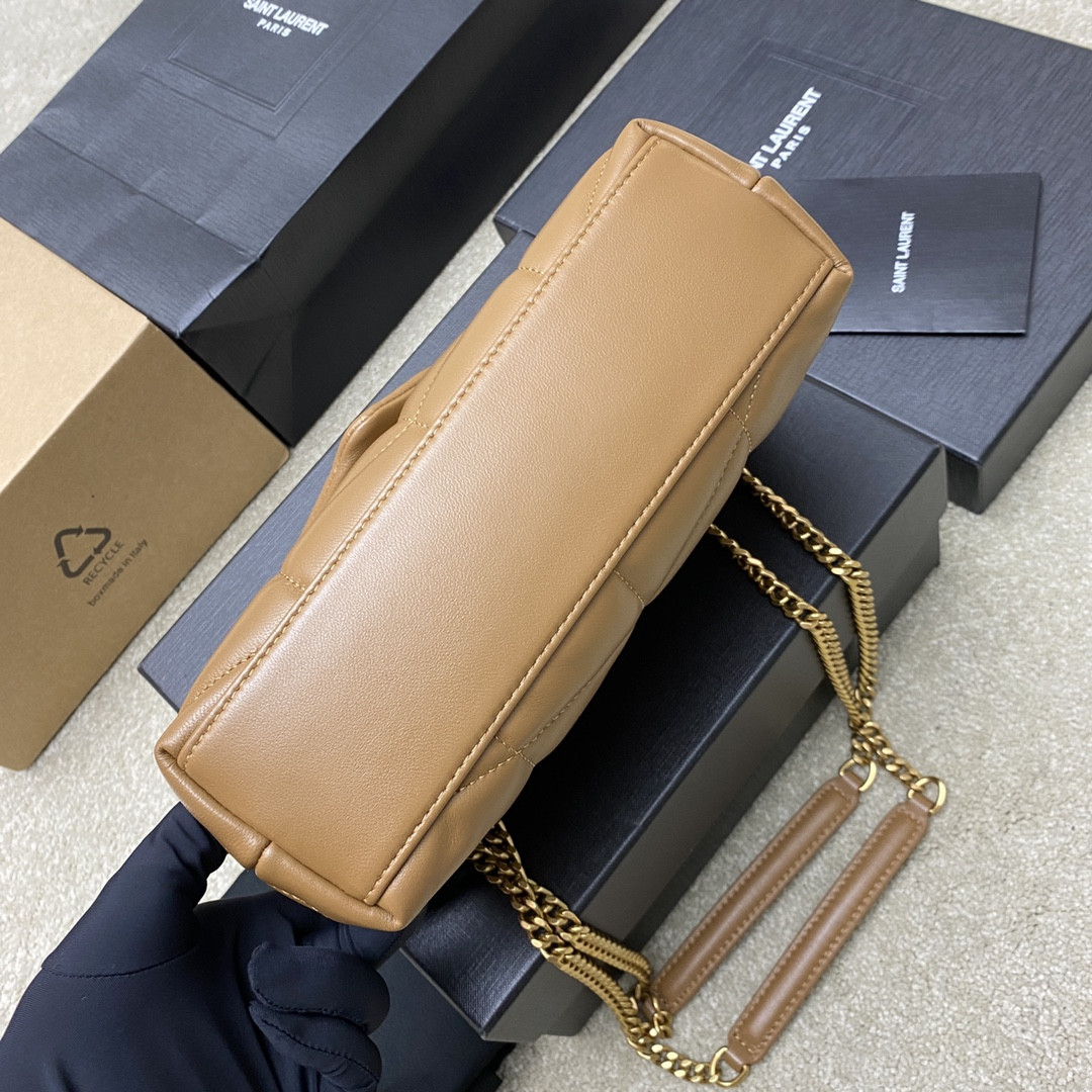 Y*L PUFFER IN LEATHER BROWN 23 X 15.5 X 5.8 CM