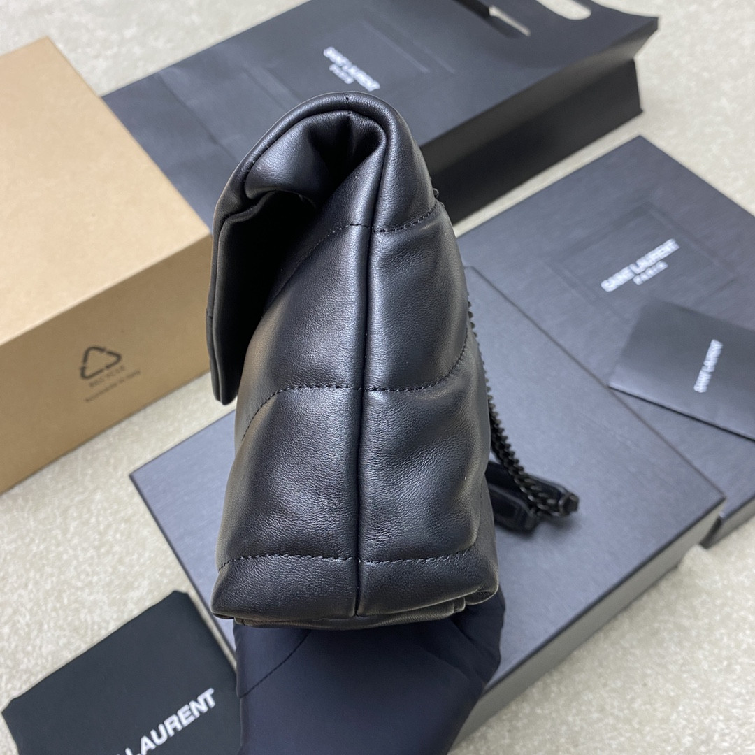 Y*L PUFFER IN LEATHER BLACK SILVER 23 X 15.5 X 5.8 CM